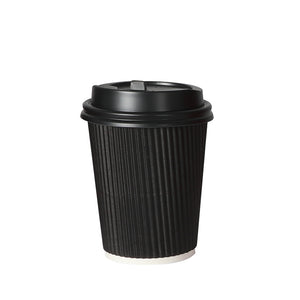 100 Pcs 8oz Disposable Takeaway Coffee Paper Cups Triple Wall Take Away w Lids