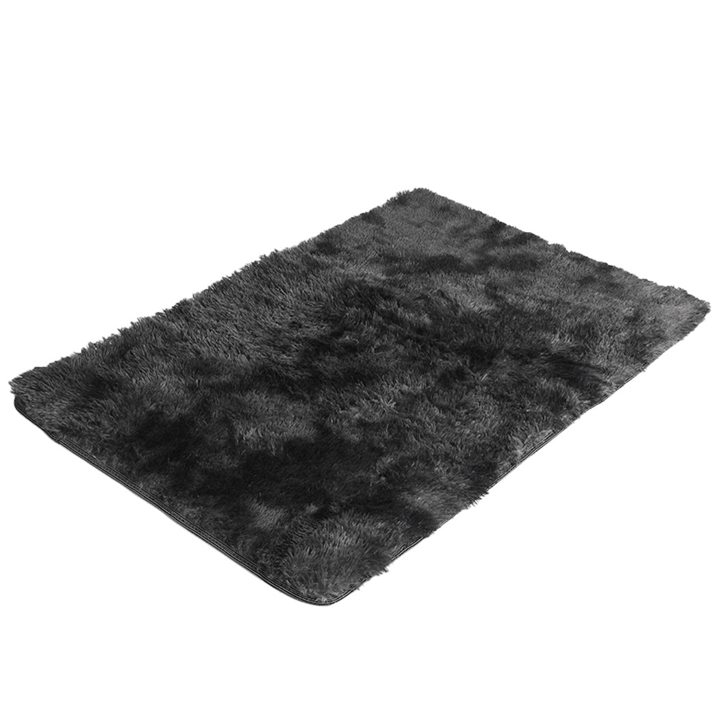 Marlow Floor Rug Shaggy Rugs Soft Large Carpet Area Tie-dyed 200x300cm Black