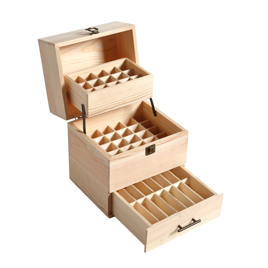 Essential Oil Storage Box Wooden 59 Slots Aromatherapy Organiser Container Case