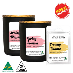 Aurora Spring Blossom Scented Soy Candle Australian Made 300g 2 Pack