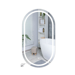 EMITTO LED Wall Mirror Oval Anti-fog Bathroom Mirrors Makeup Light 50x75cm