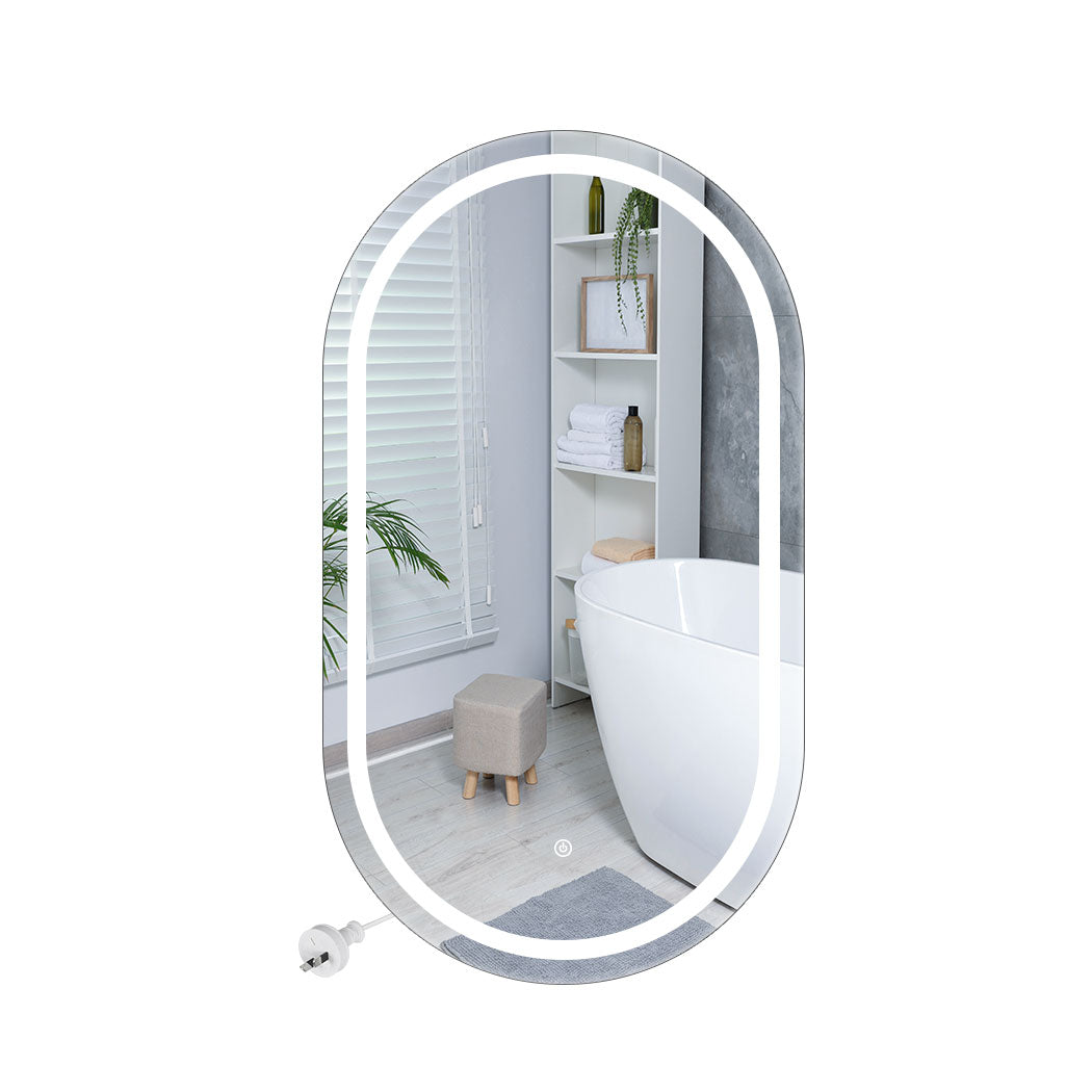 EMITTO LED Wall Mirror Oval Anti-fog Bathroom Mirrors Makeup Light 50x75cm