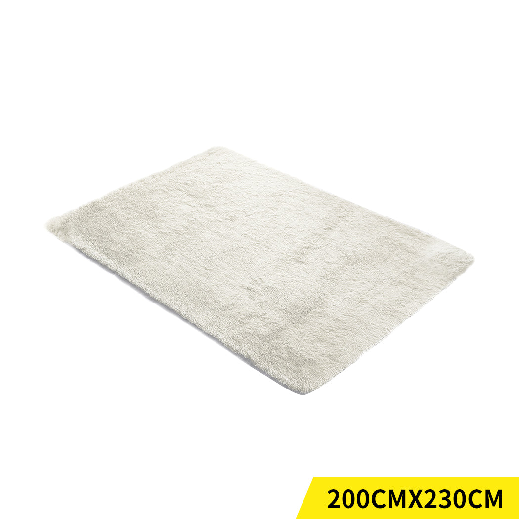 Designer Soft Shag Shaggy Floor Confetti Rug Carpet Home Decor 200x230cm Cream