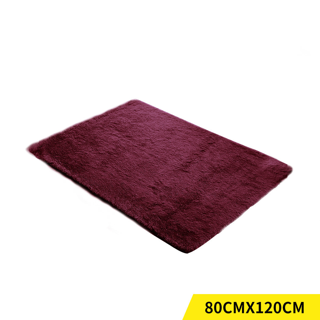 Designer Soft Shag Shaggy Floor Confetti Rug Carpet Home Decor 80x120cm Burgundy